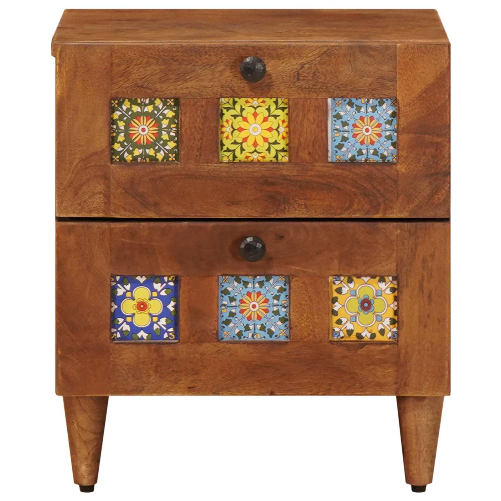 vidaXL Bedside Cabinet 2 pcs Brown 40 x 33 x 46 cm Solid Mango Wood 4