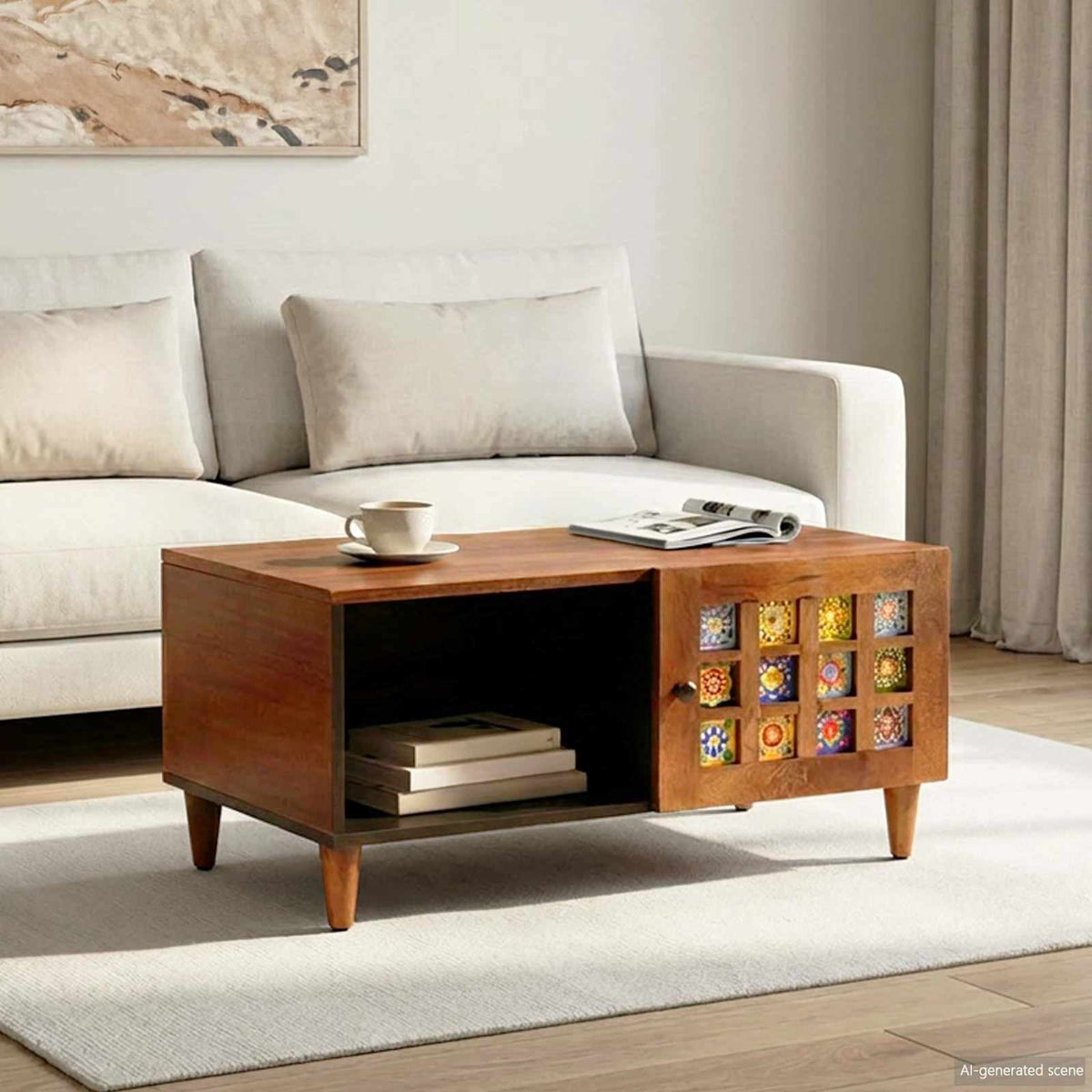 Coffee Table 80 x 50 x 40 cm Solid Mango Wood Walnut