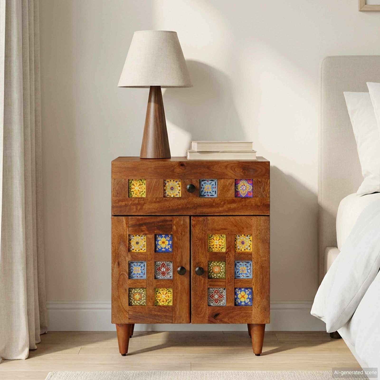 vidaXL Bedside Cabinet Brown 50 x 33 x 60 cm Solid Mango Wood 1