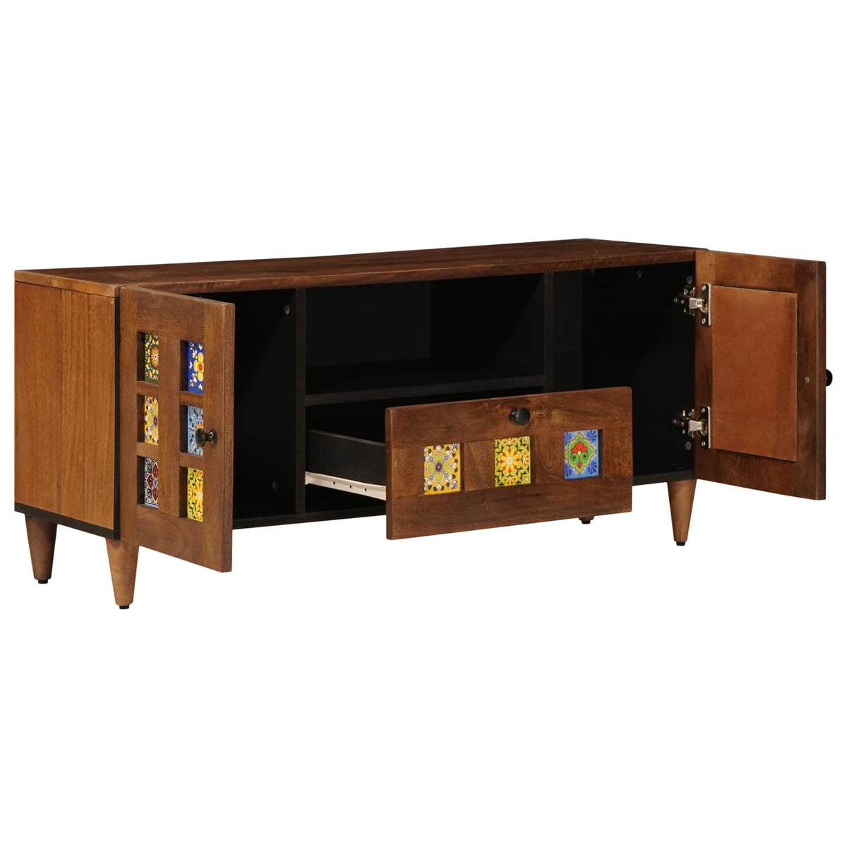 TV Cabinet with Drawer Walnut Solid Mango Wood, image 3