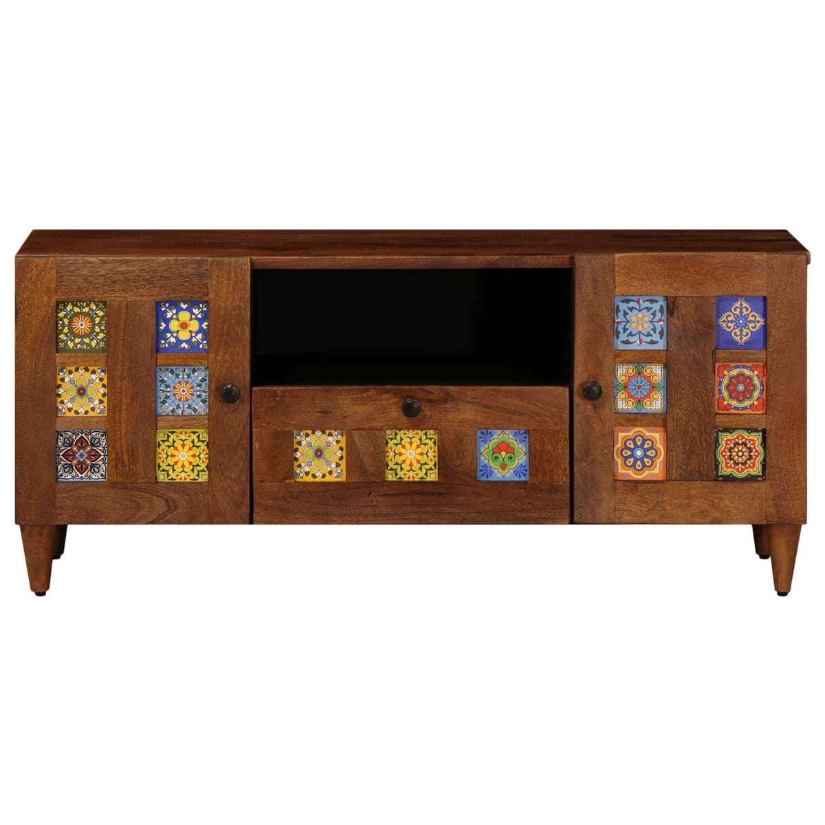 TV Cabinet with Drawer Walnut Solid Mango Wood, image 4