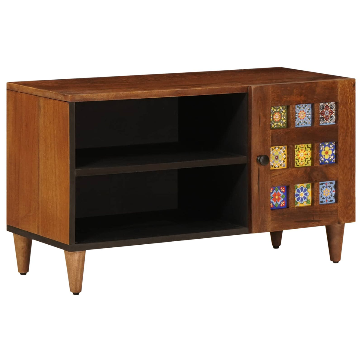 TV Cabinet with Door Solid Mango Wood