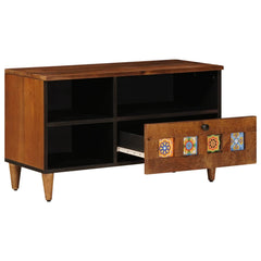 vidaXL TV Cabinet with Drawer Walnut 80 x 33 x 46 cm Solid Mango Wood 3