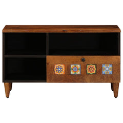 vidaXL TV Cabinet with Drawer Walnut 80 x 33 x 46 cm Solid Mango Wood 4
