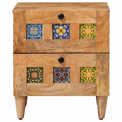 vidaXL Bedside Cabinet 2 pcs Natural 40 x 33 x 46 cm Solid Mango Wood 3