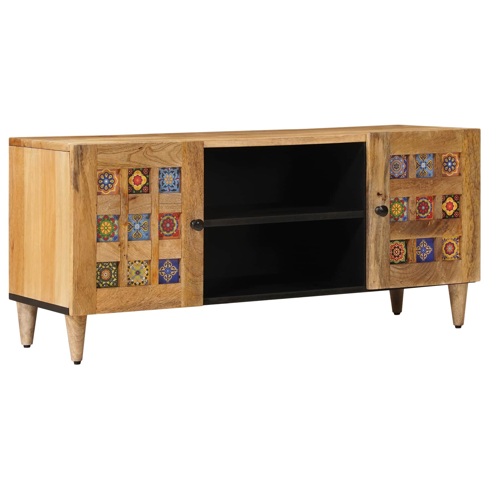 vidaXL TV Cabinet with Shelf Natural 105 x 33 x 46 cm Solid Mango Wood 1
