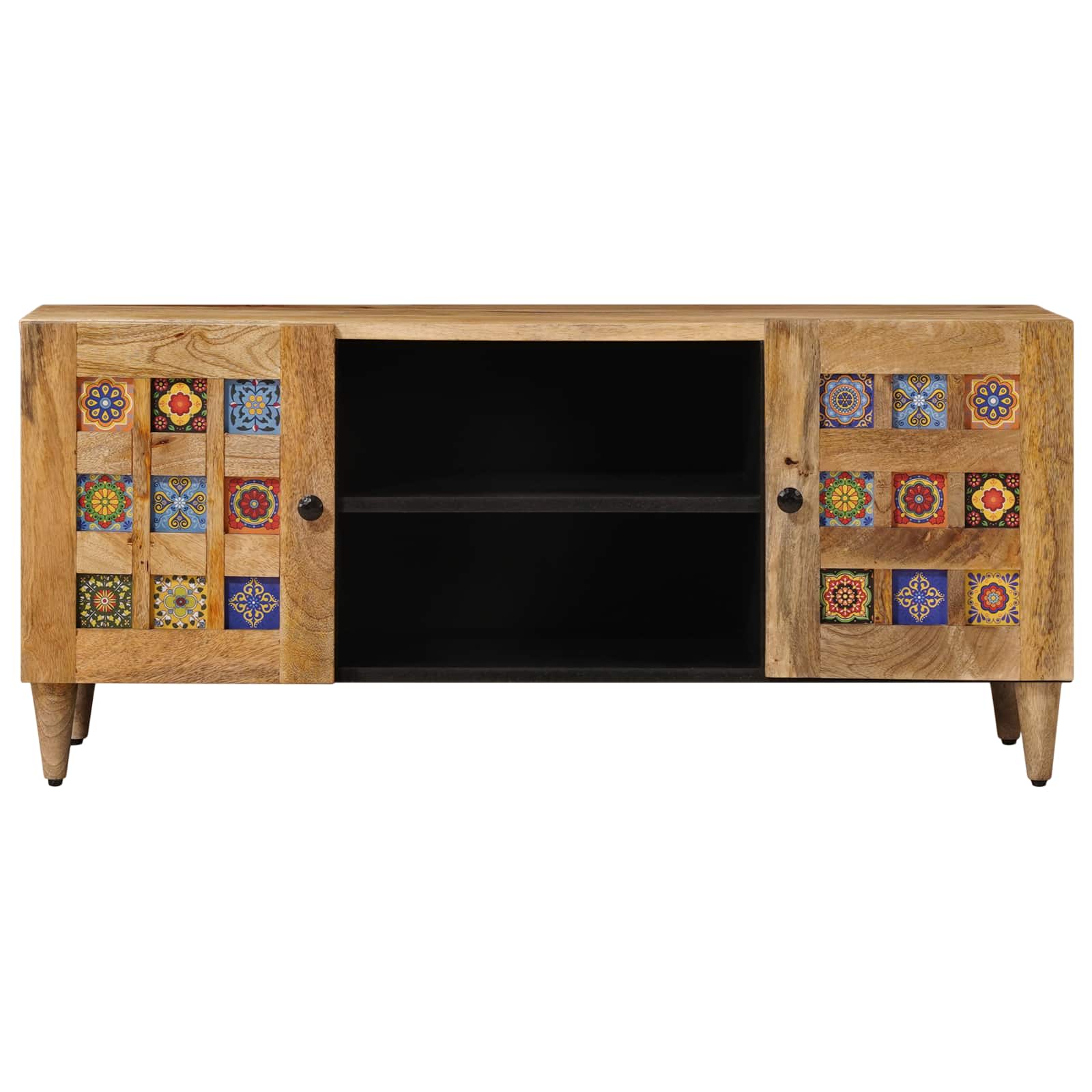 vidaXL TV Cabinet with Shelf Natural 105 x 33 x 46 cm Solid Mango Wood 3