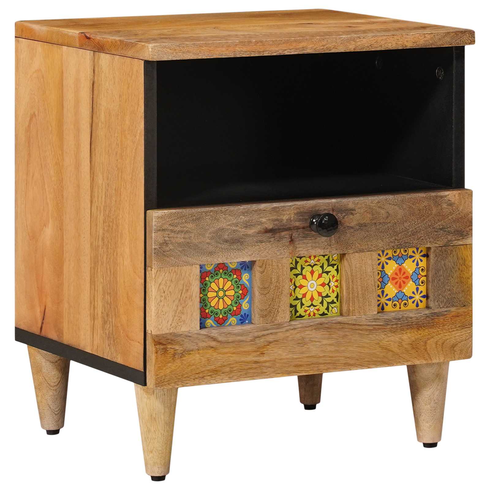 vidaXL Bedside Cabinet Natural 40 x 33 x 46 cm Solid Mango Wood 1