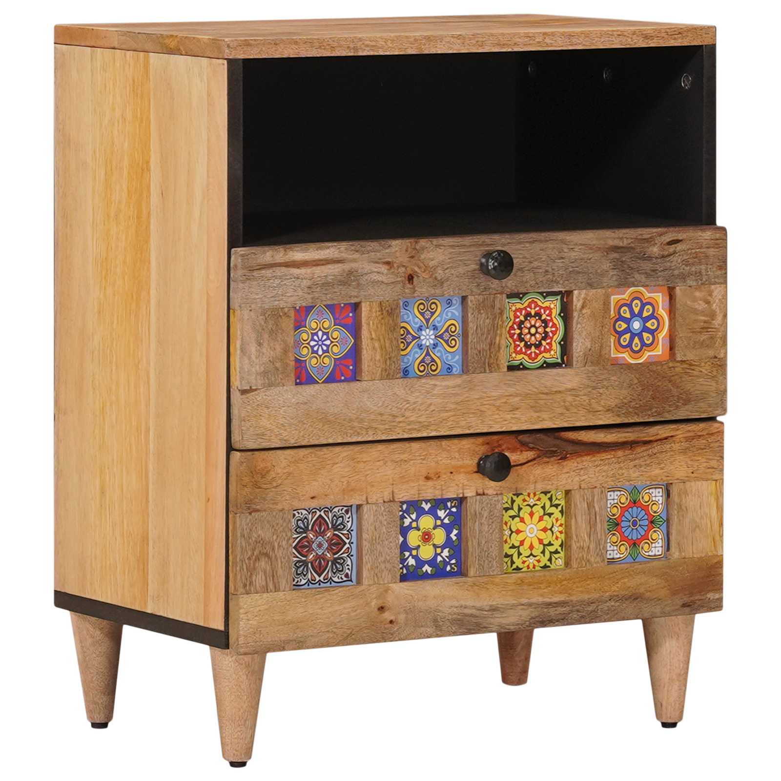 vidaXL Bedside Cabinet Natural 50 x 33 x 62 cm Solid Mango Wood 1