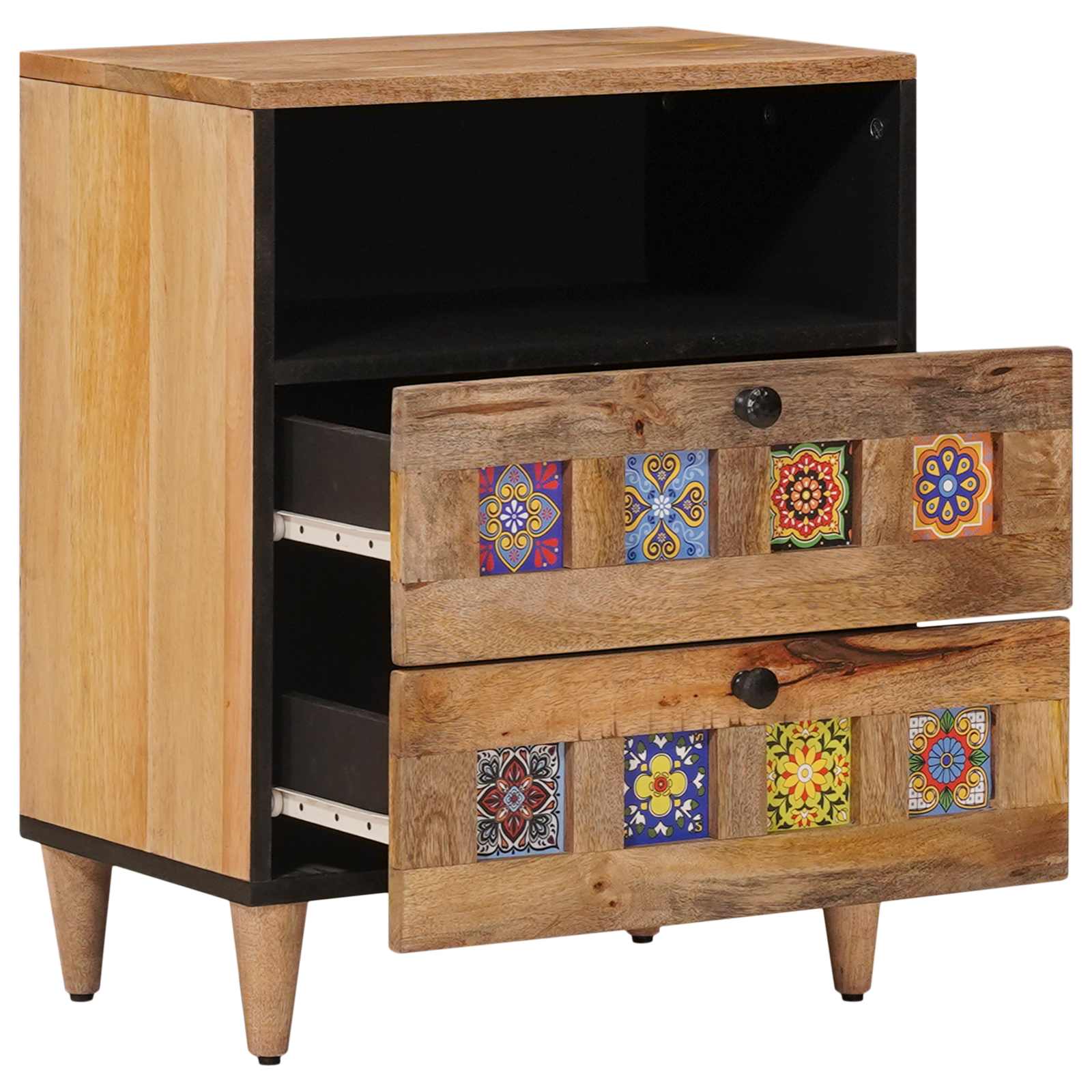 vidaXL Bedside Cabinet Natural 50 x 33 x 62 cm Solid Mango Wood 2