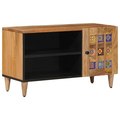 vidaXL TV Cabinet with Door Natural 80 x 33 x 46 cm Solid Mango Wood 1