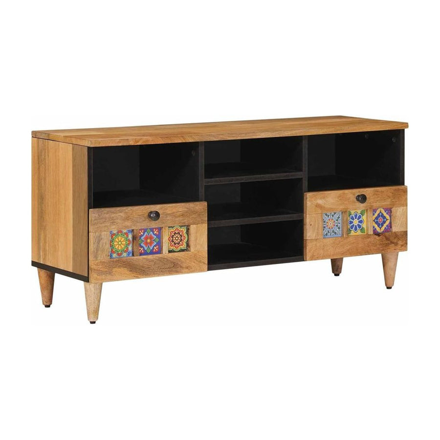 TV Cabinet with Shelf Natural Solid Mango Wood