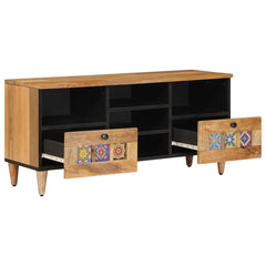 vidaXL TV Cabinet with Shelf Natural 100 x 33 x 46 cm Solid Mango Wood 2