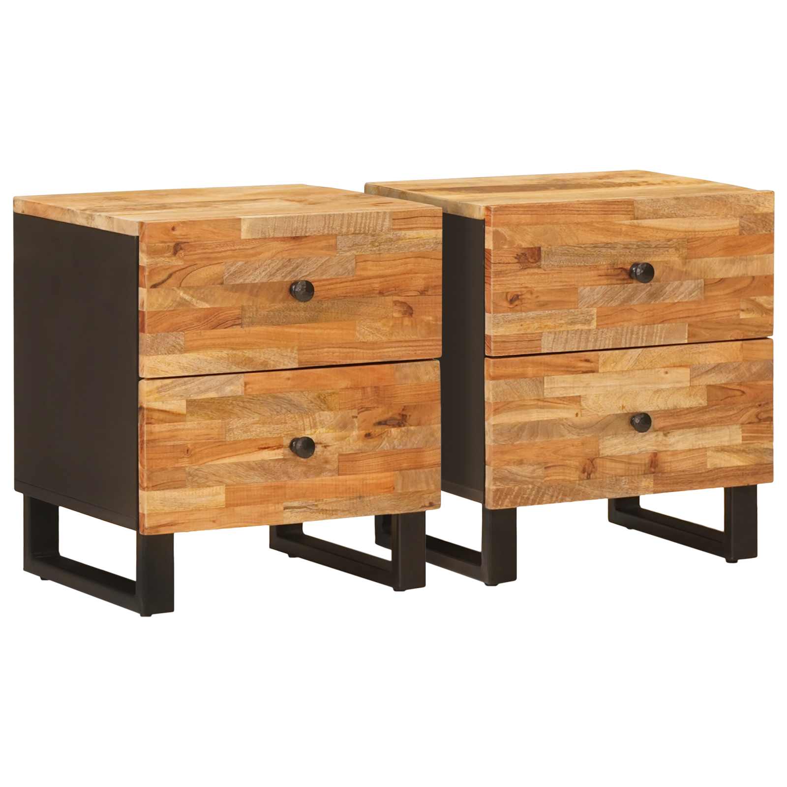 vidaXL Bedside Cabinet 2 pcs Brown 40 x 33 x 46 cm Solid Mango Wood 1