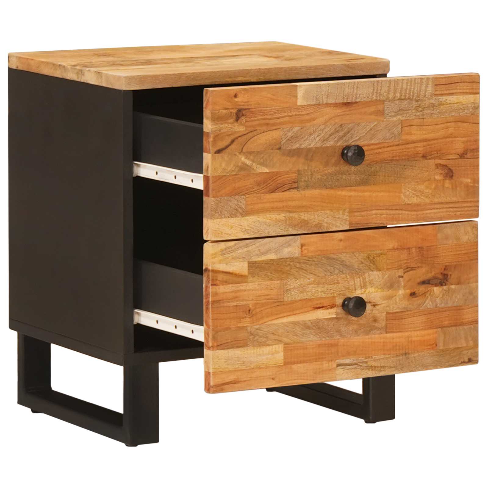 vidaXL Bedside Cabinet 2 pcs Brown 40 x 33 x 46 cm Solid Mango Wood 3