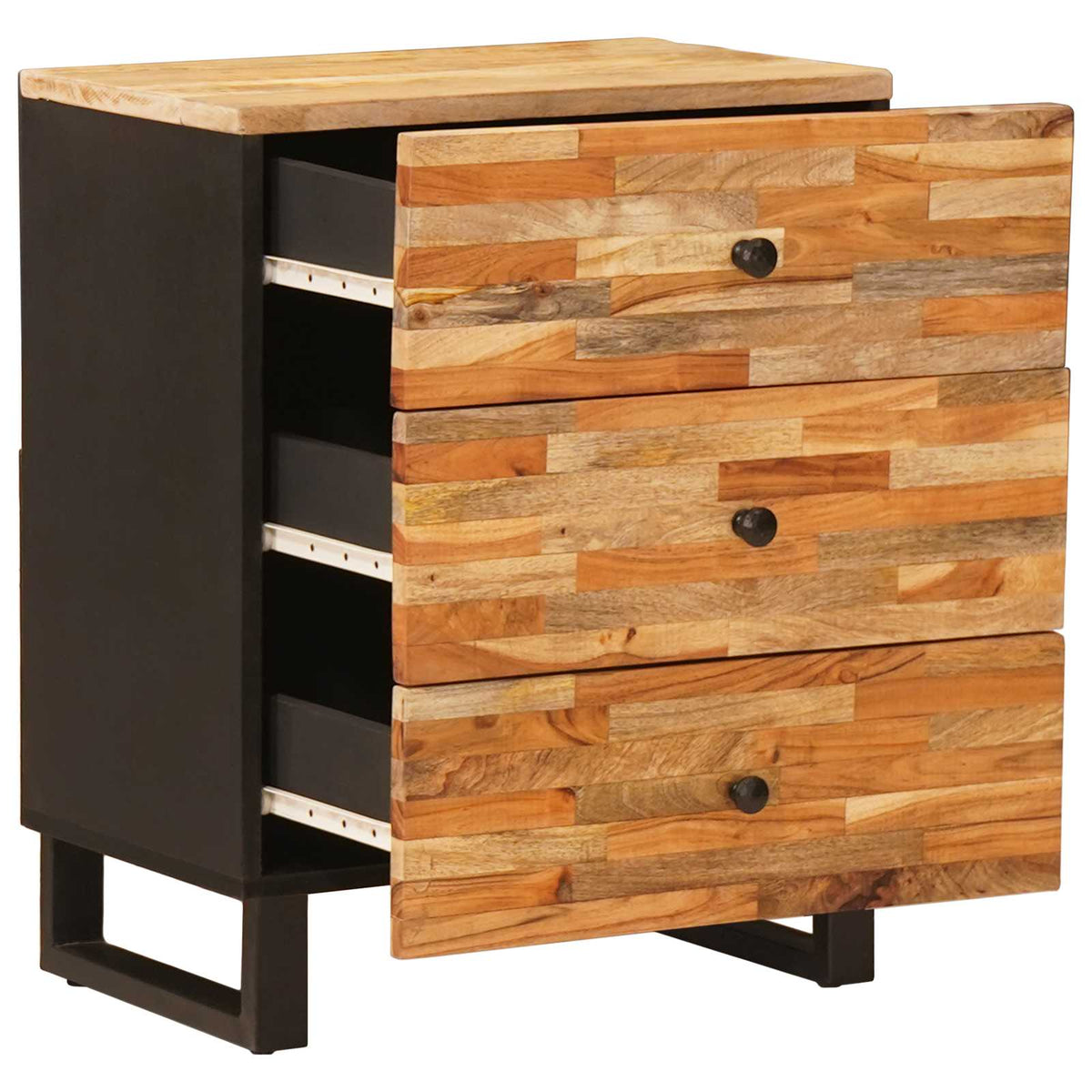 vidaXL Bed cabinet with Drawer Brown 50 x 33 x 62 cm Solid Mango Wood 2