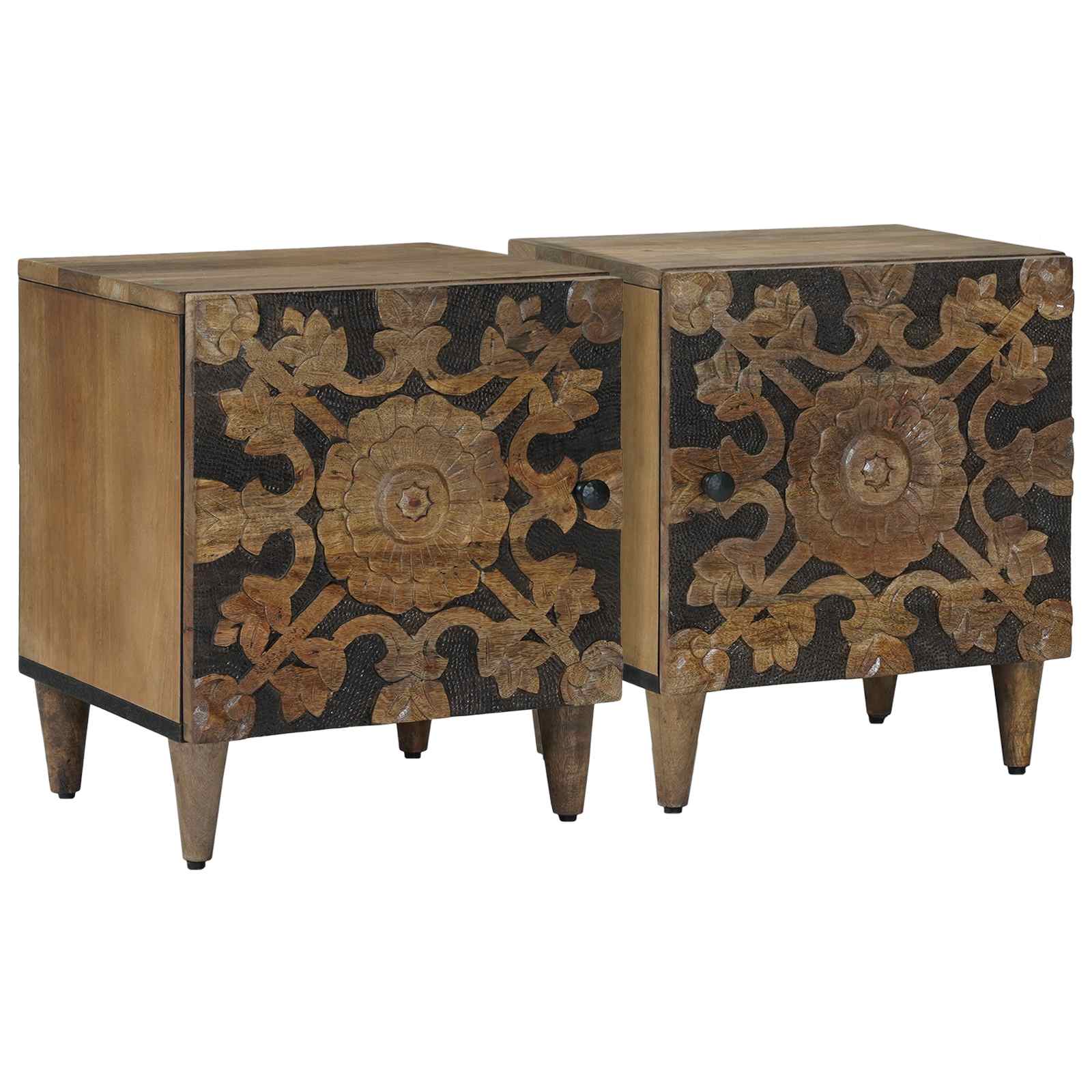 vidaXL Bedside Cabinet 2 pcs Brown 40 x 33.5 x 46 cm Solid Mango Wood 1