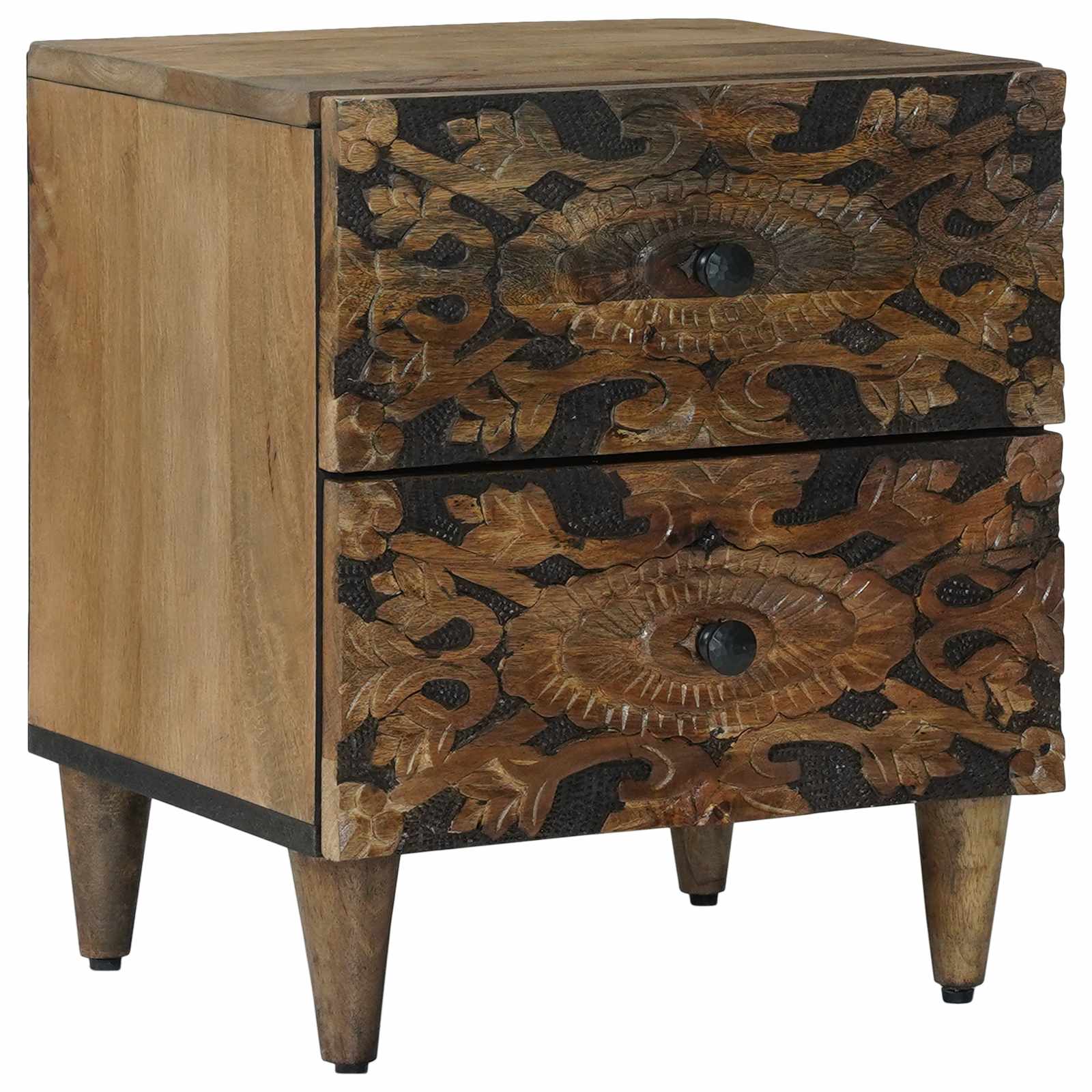 vidaXL Bedside Cabinet 2 pcs Brown 40 x 33.5 x 46 cm Solid Mango Wood 2