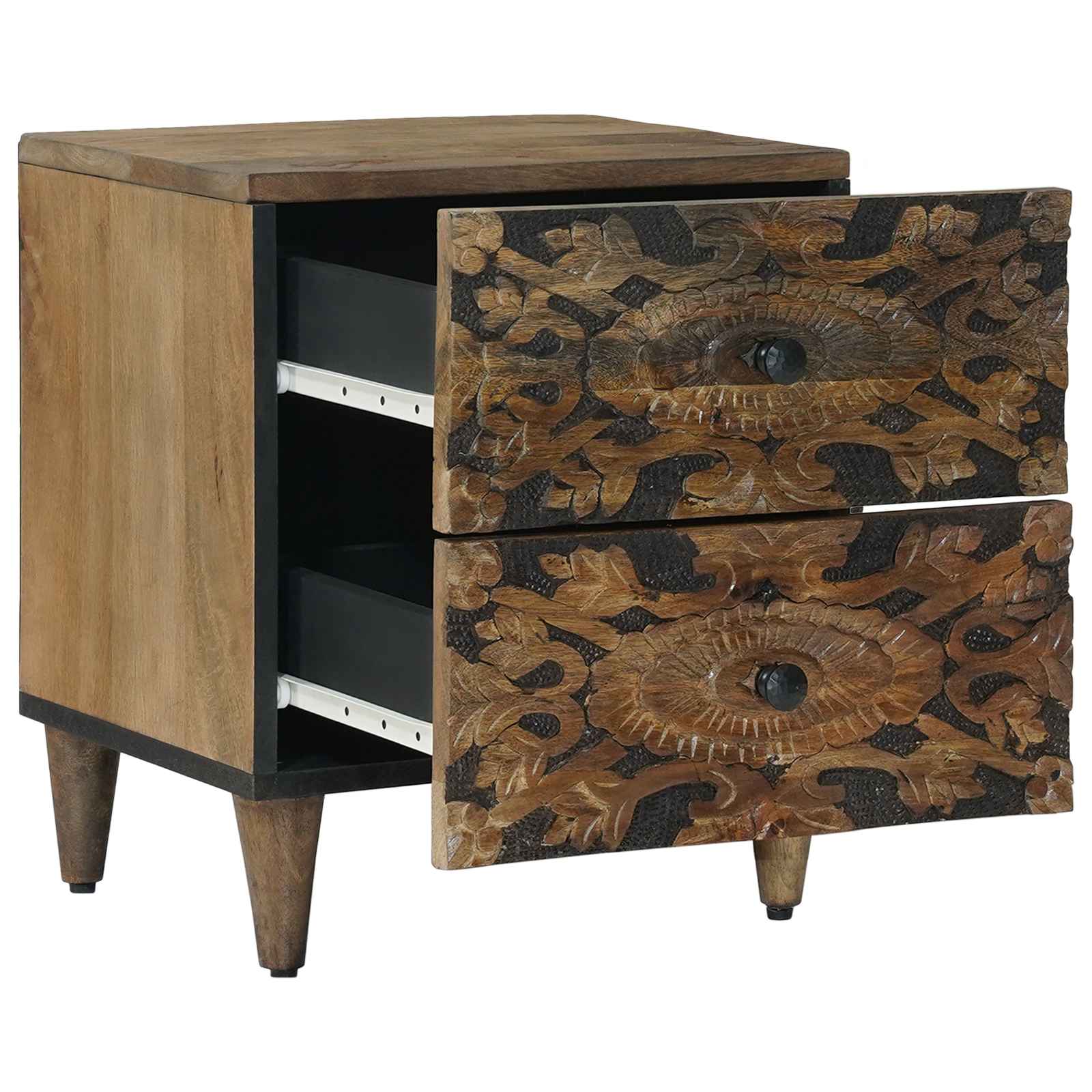 vidaXL Bedside Cabinet 2 pcs Brown 40 x 33.5 x 46 cm Solid Mango Wood 3