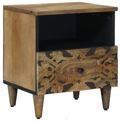 vidaXL Bed cabinet with Drawer Brown 40 x 33 x 46 cm Solid Mango Wood 1