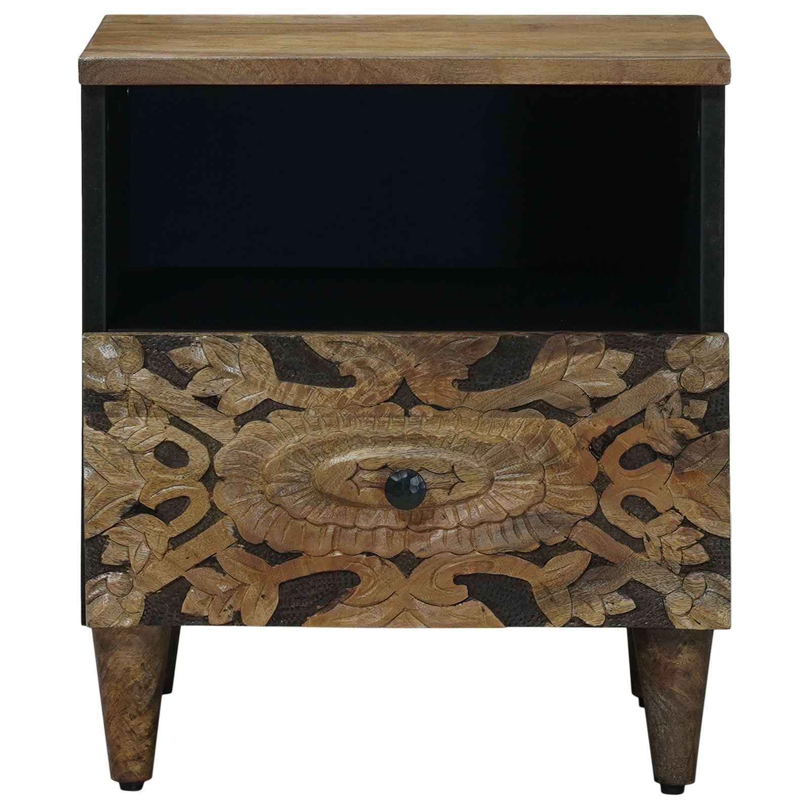 vidaXL Bed cabinet with Drawer Brown 40 x 33 x 46 cm Solid Mango Wood 3