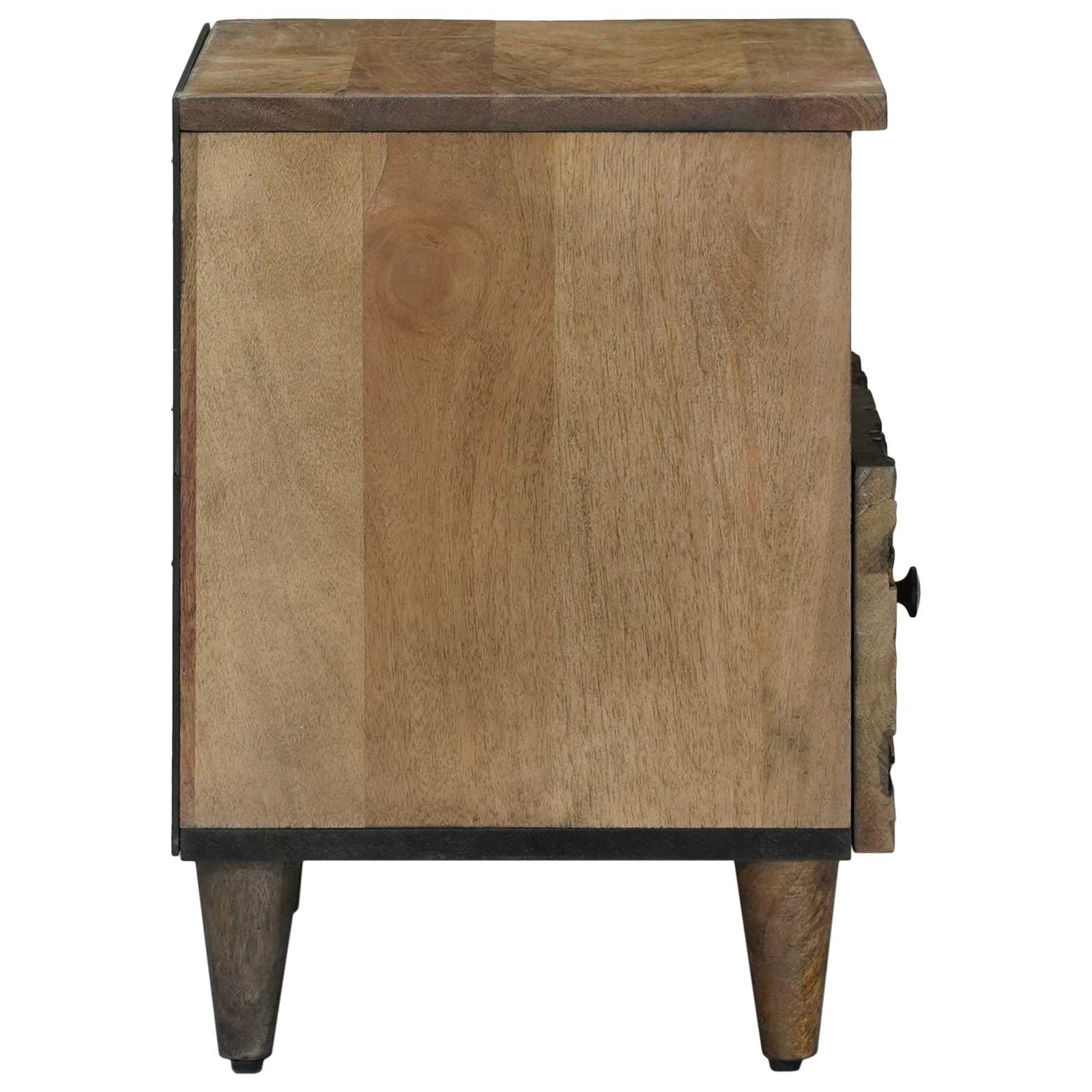 vidaXL Bed cabinet with Drawer Brown 40 x 33 x 46 cm Solid Mango Wood 4