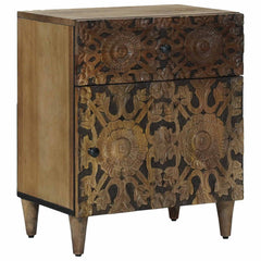 vidaXL Bed cabinet with Drawer Brown 50 x 33 x 60 cm Solid Mango Wood 1