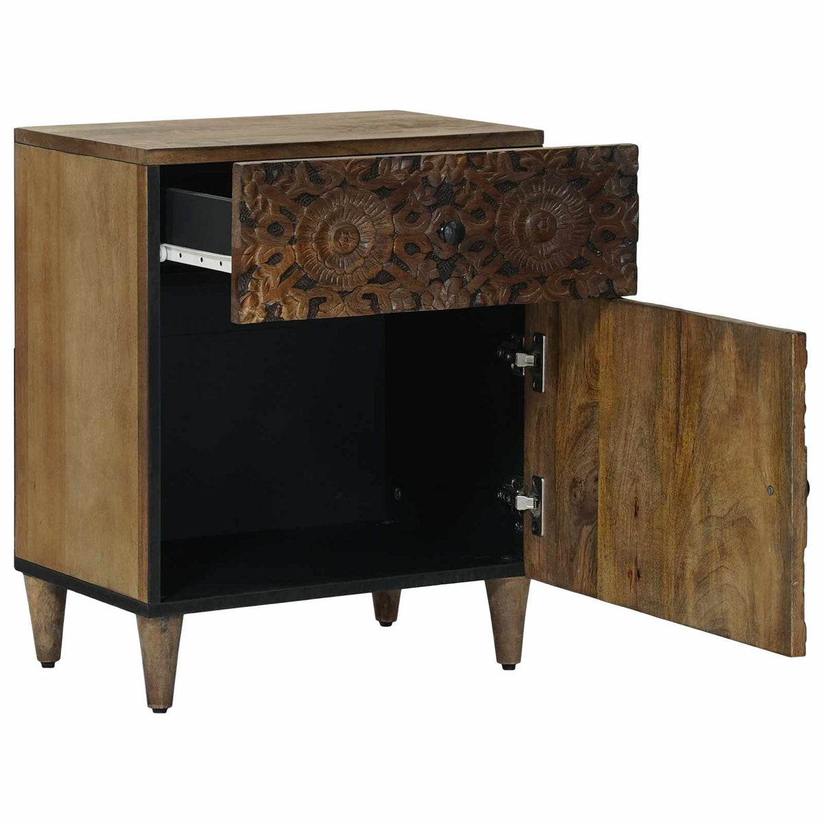 vidaXL Bed cabinet with Drawer Brown 50 x 33 x 60 cm Solid Mango Wood 2