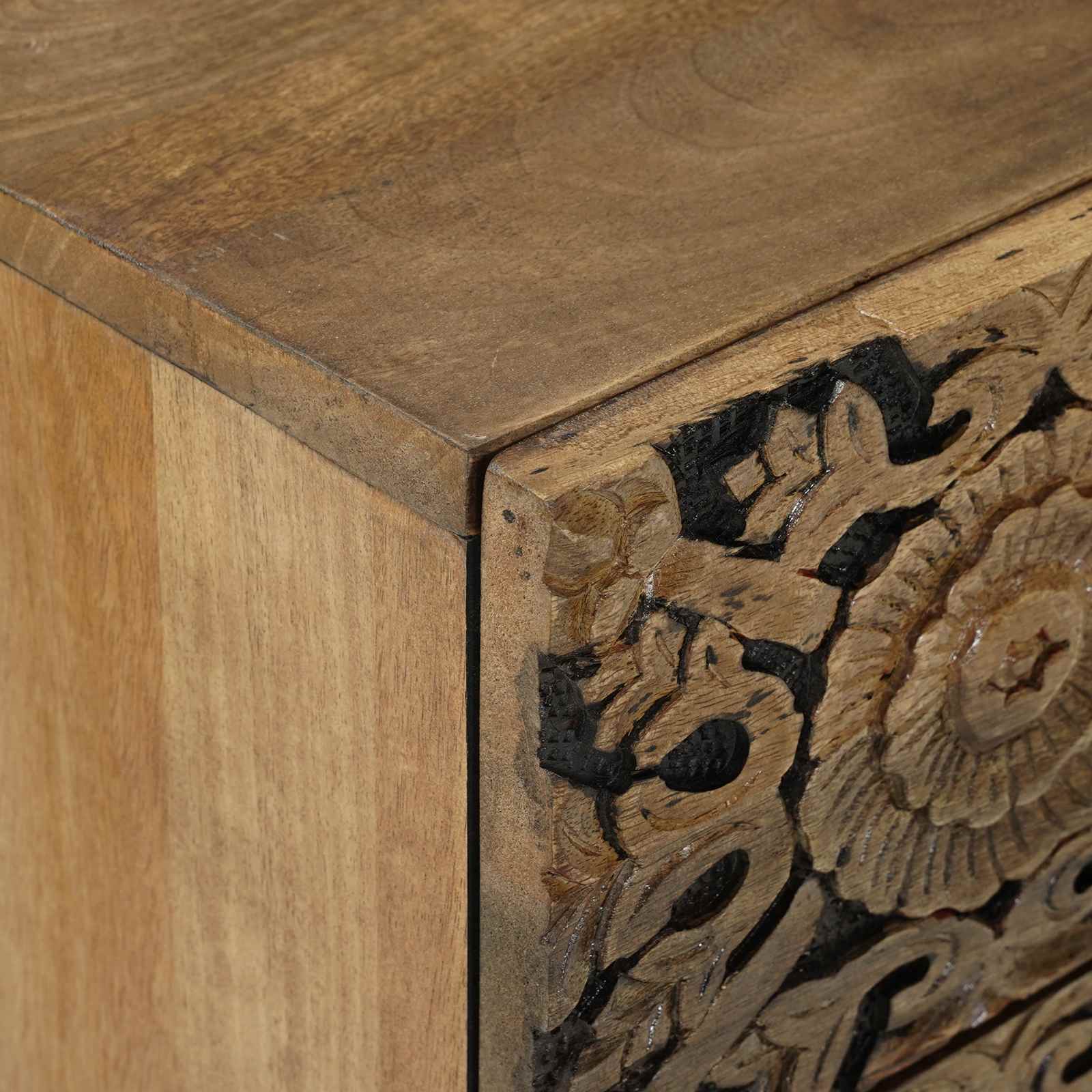 vidaXL Bed cabinet with Drawer Brown 50 x 33 x 60 cm Solid Mango Wood 6