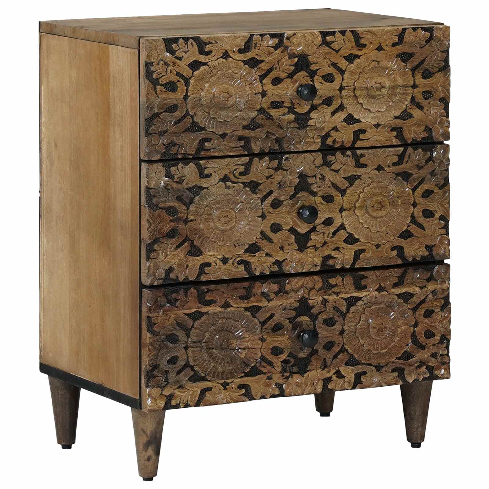 vidaXL Bed cabinet with Drawer Brown 50 x 33 x 60 cm Solid Mango Wood 1