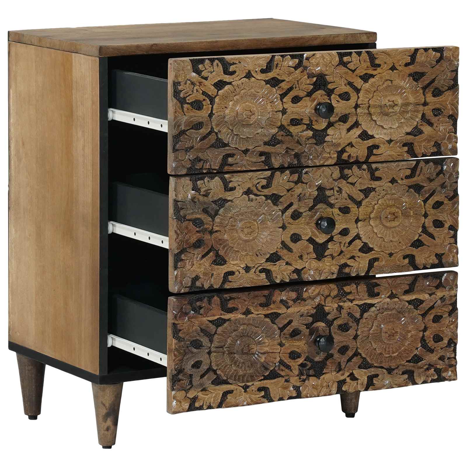 vidaXL Bed cabinet with Drawer Brown 50 x 33 x 60 cm Solid Mango Wood 2