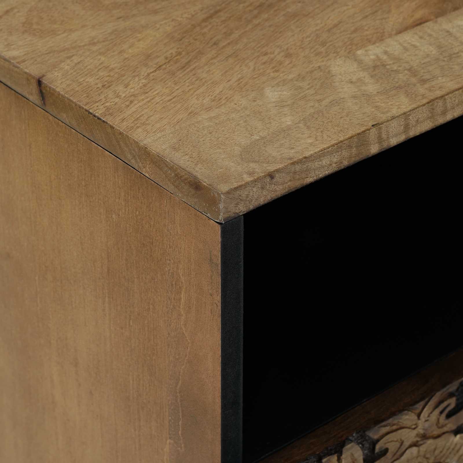 vidaXL Bed cabinet with Drawer Brown 50 x 33 x 60 cm Solid Mango Wood 6