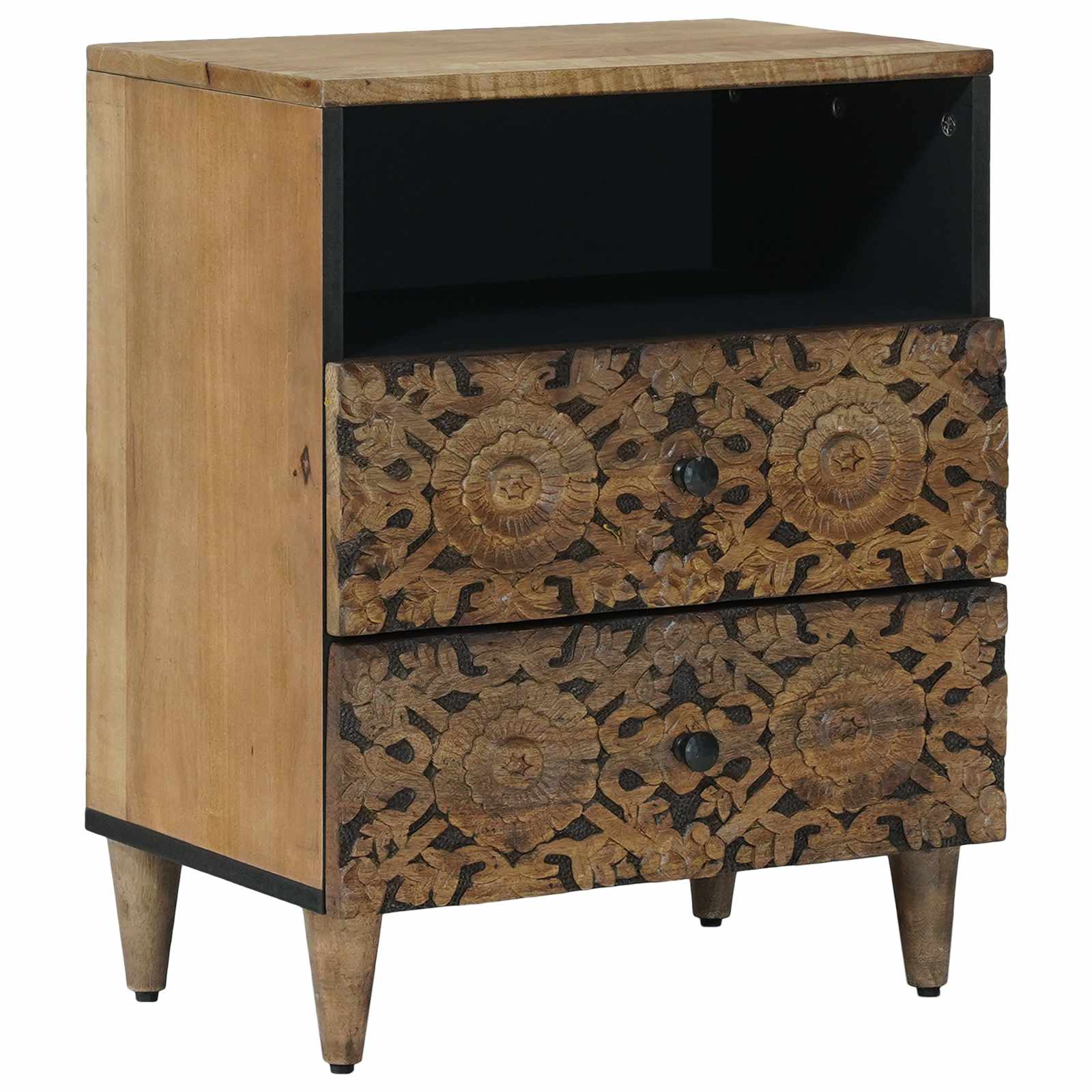 vidaXL Bed cabinet with Drawer Brown 50 x 33 x 60 cm Solid Mango Wood 1