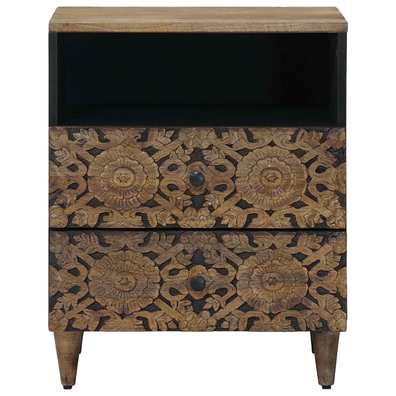 vidaXL Bed cabinet with Drawer Brown 50 x 33 x 60 cm Solid Mango Wood 3