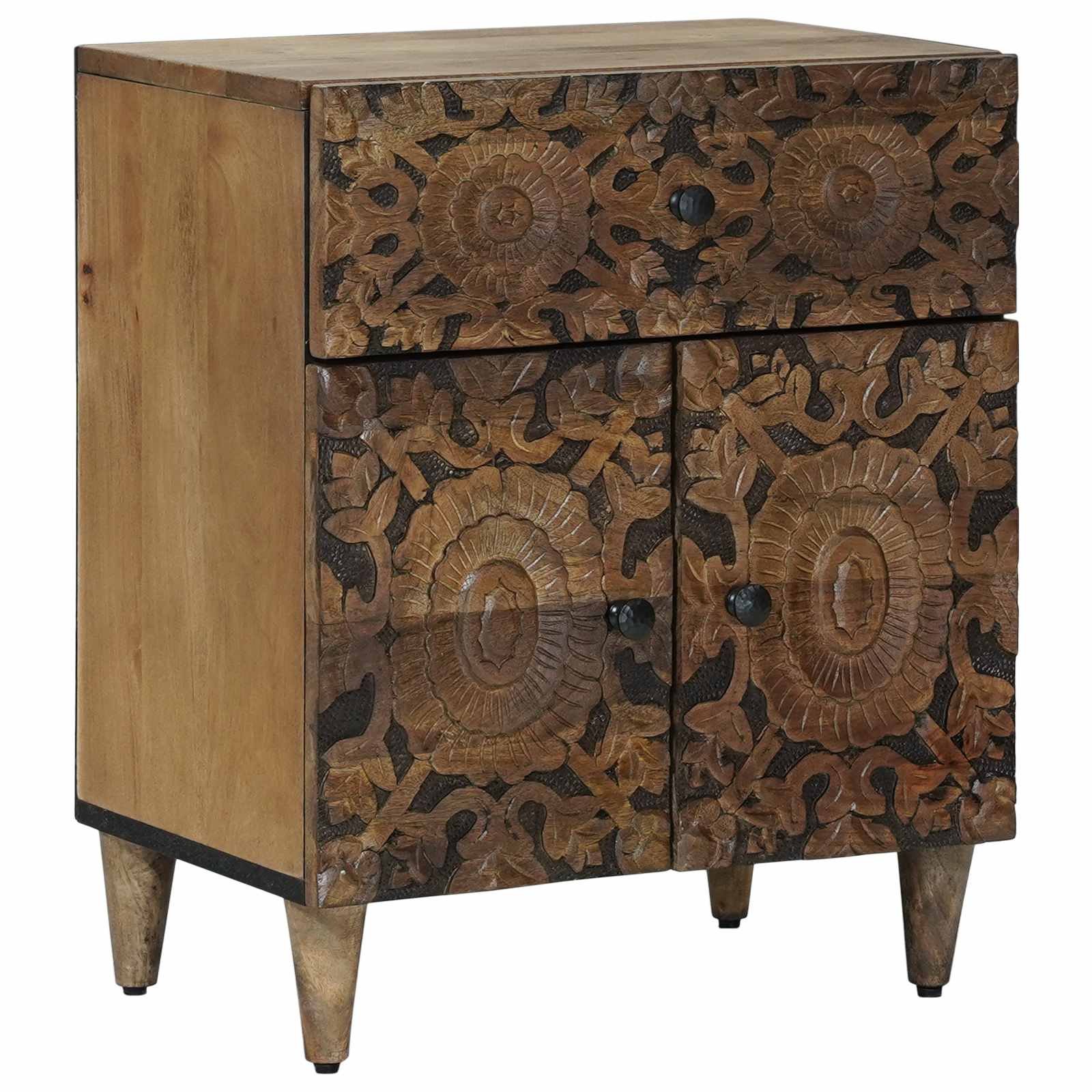 vidaXL Bed cabinet with Drawer Brown 50 x 33 x 60 cm Solid Mango Wood 1