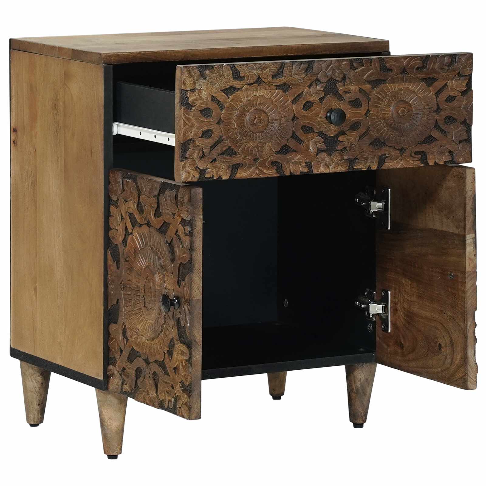 vidaXL Bed cabinet with Drawer Brown 50 x 33 x 60 cm Solid Mango Wood 2
