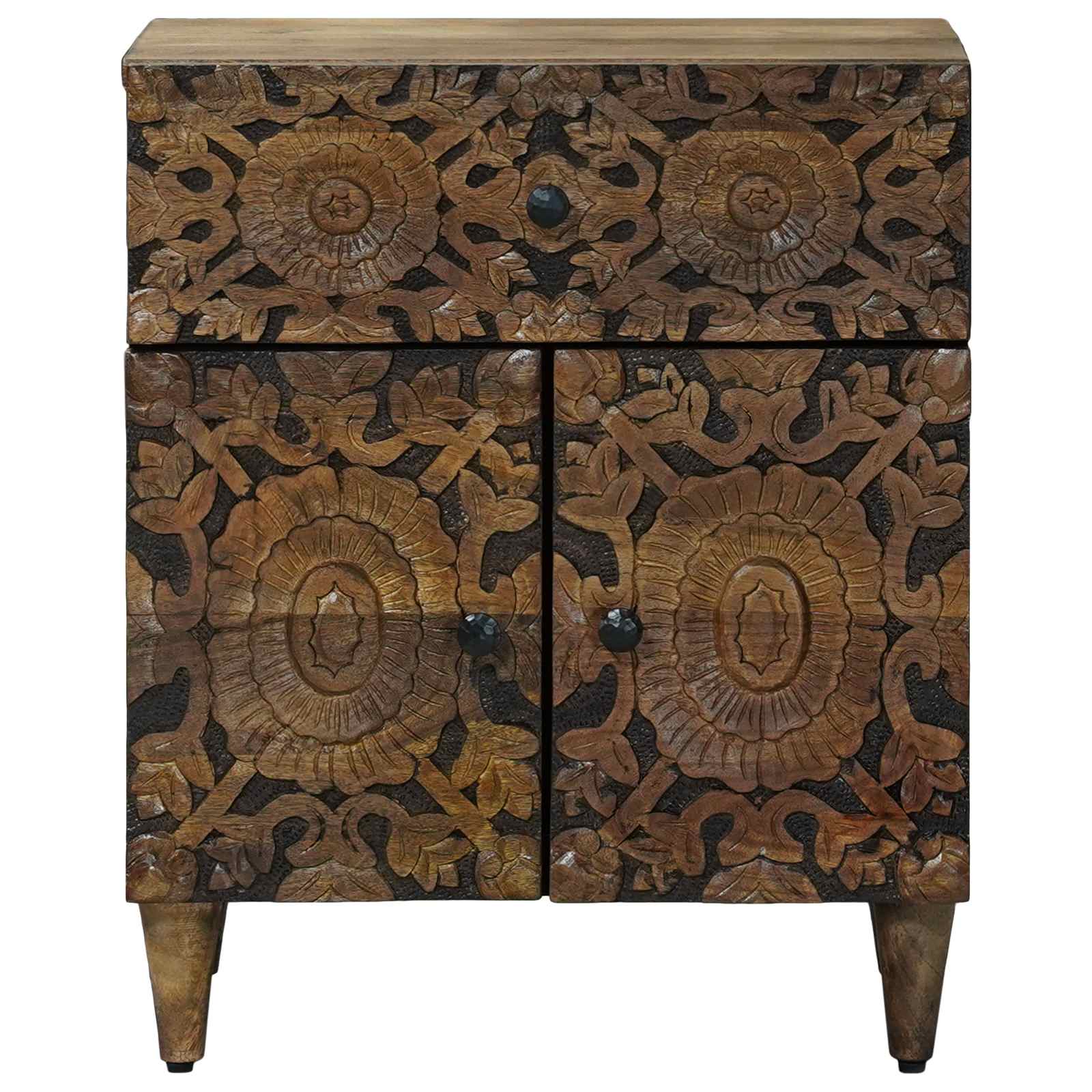vidaXL Bed cabinet with Drawer Brown 50 x 33 x 60 cm Solid Mango Wood 3