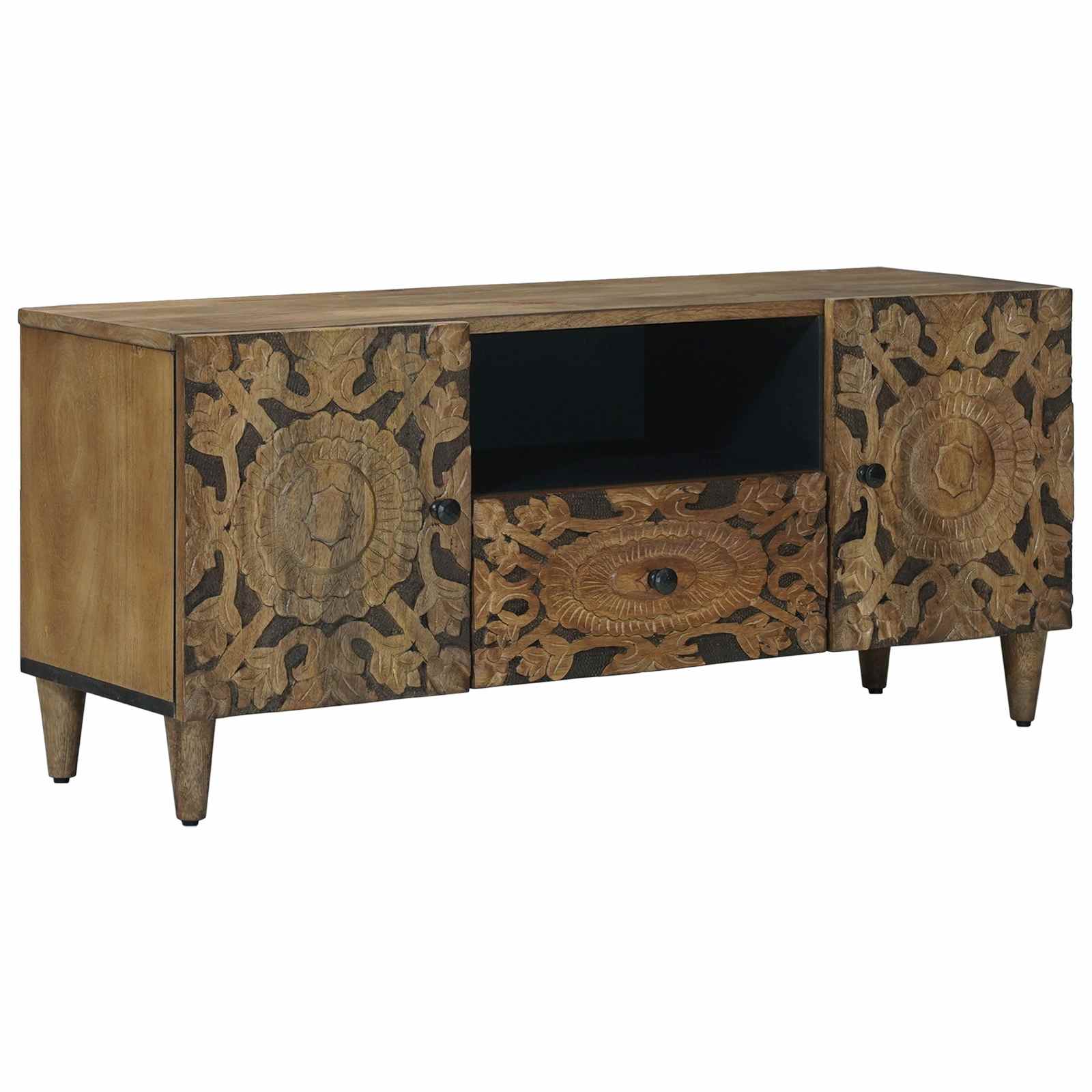 vidaXL TV Cabinet Brown 105 x 33.5 x 46 cm Solid Mango Wood 1