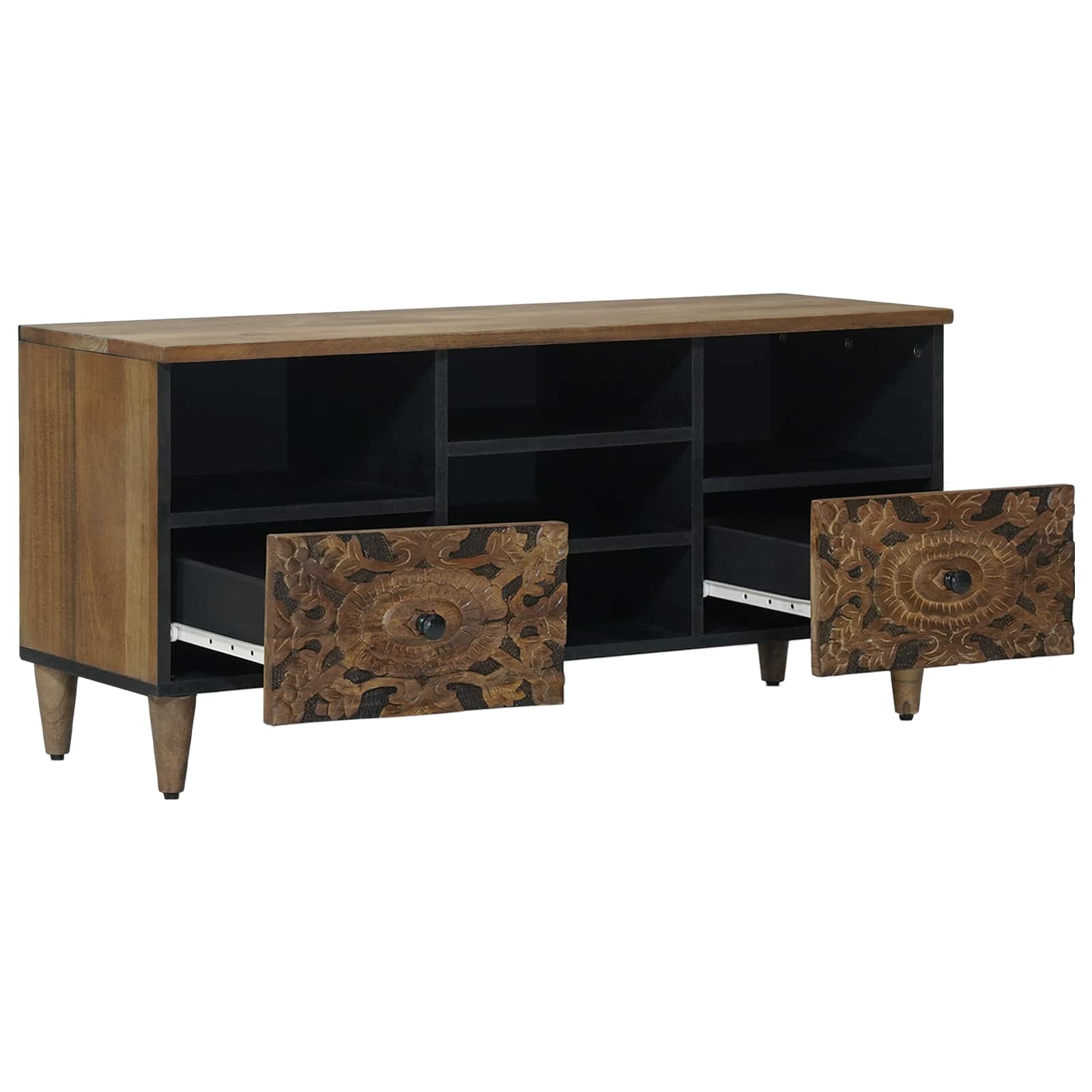 vidaXL TV Cabinet with Shelf Brown 100 x 33.5 x 46 cm Solid Mango Wood 2
