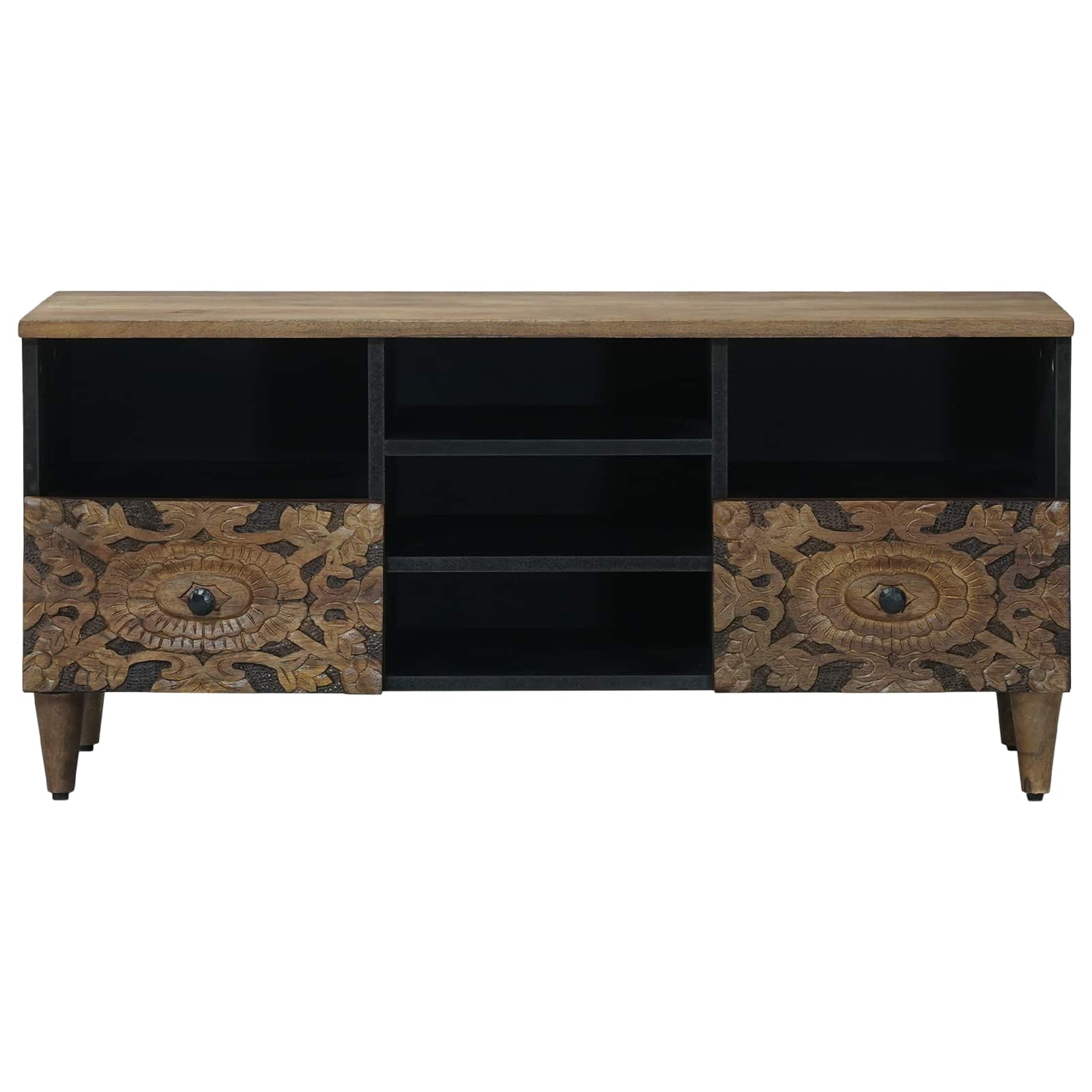 vidaXL TV Cabinet with Shelf Brown 100 x 33.5 x 46 cm Solid Mango Wood 3