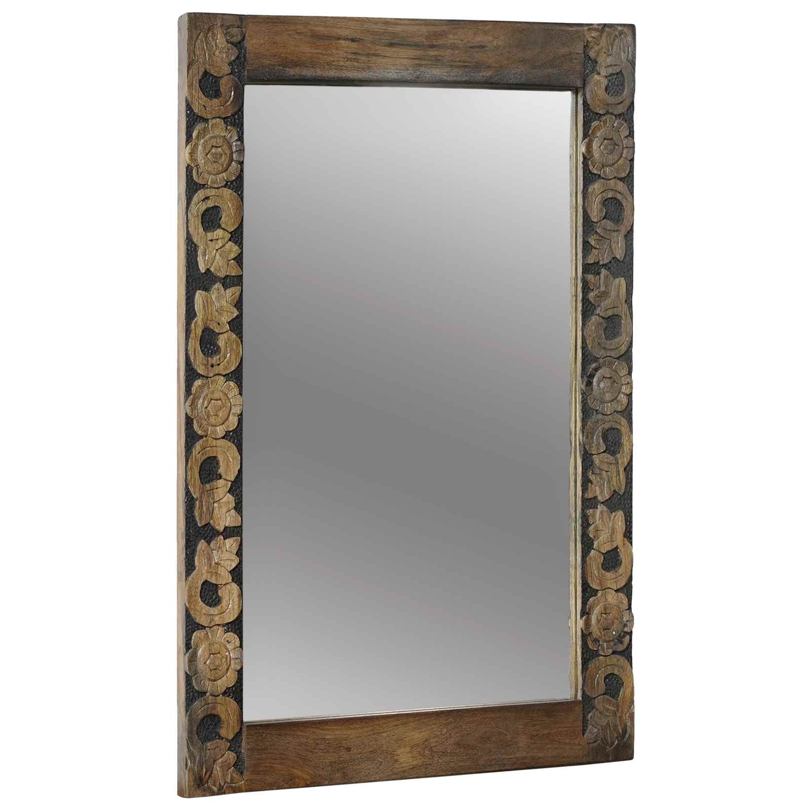 vidaXL Wall Mirror Walnut Brown 70 x 50 cm Engineered Wood and Glass 1