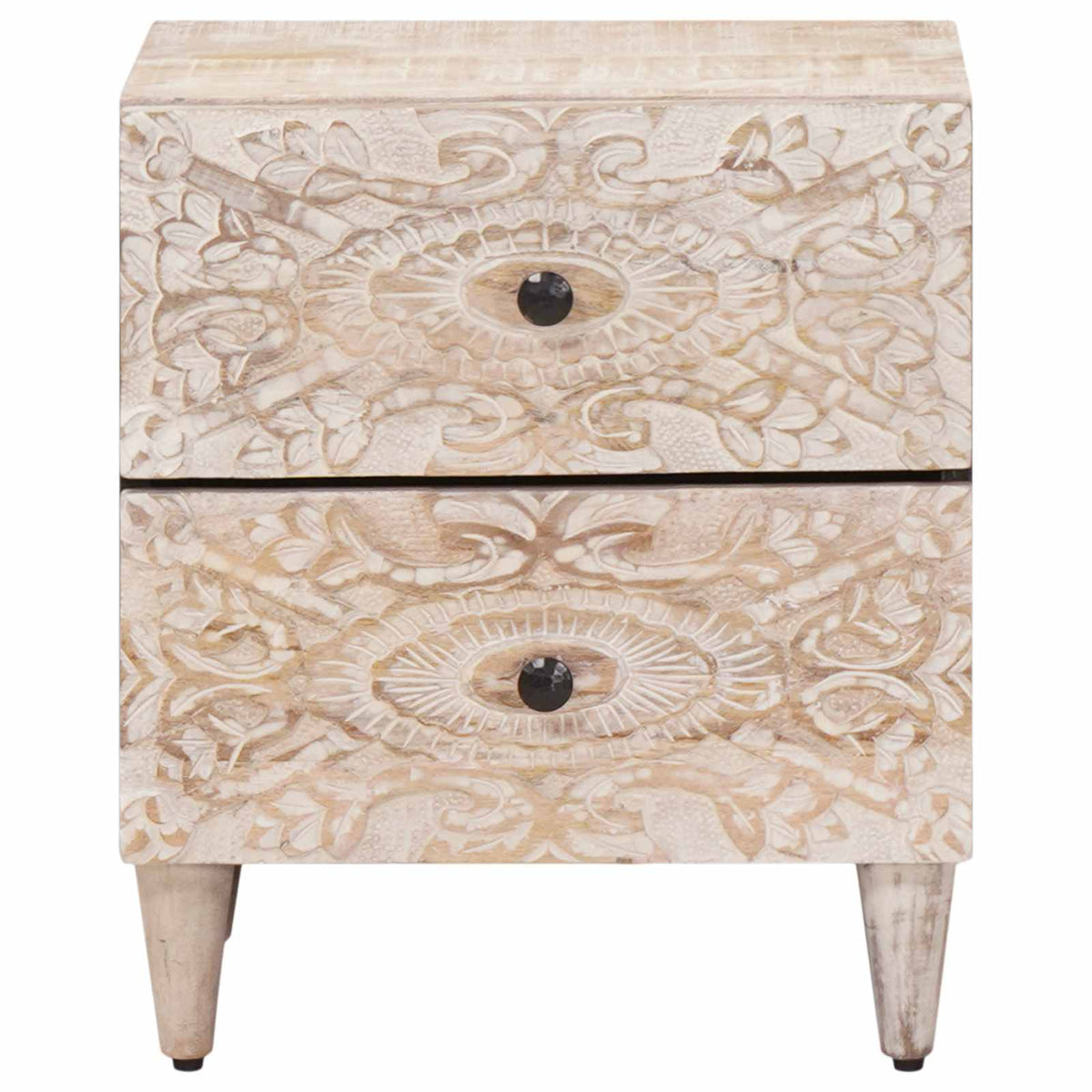 vidaXL Bedside Cabinet 2 pcs White 40 x 33.5 x 46 cm Solid Mango Wood 3