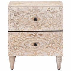 vidaXL Bedside Cabinet 2 pcs White 40 x 33.5 x 46 cm Solid Mango Wood 3