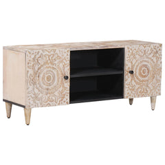 TV Cabinet Solid Mango Wood in White
