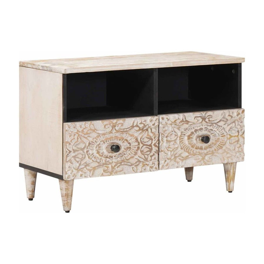 TV Cabinet White Solid Mango Wood