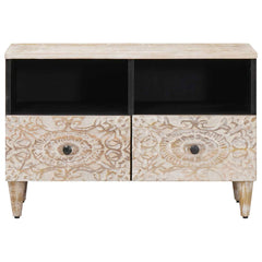 TV Cabinet White Solid Mango Wood, image 3