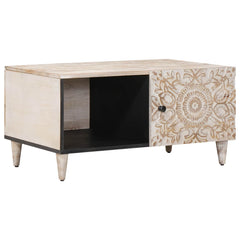 Coffee Table 80 x 50 x 40 cm Solid Mango Wood White