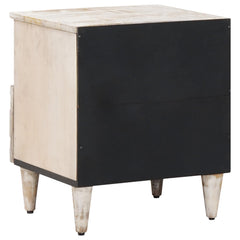 vidaXL Bed cabinet with Drawer White 40 x 33 x 46 cm Solid Mango Wood 5