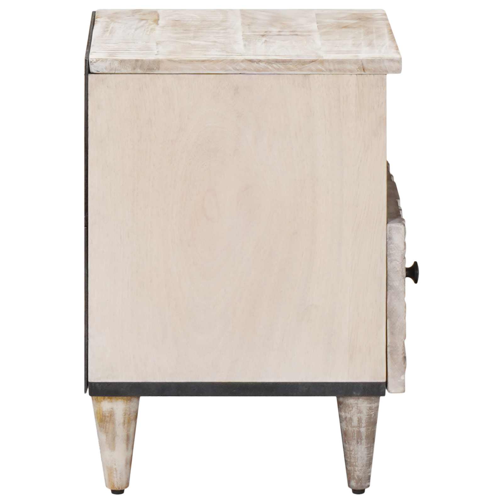 vidaXL Bed cabinet with Drawer White 40 x 33 x 46 cm Solid Mango Wood 4
