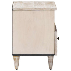 vidaXL Bed cabinet with Drawer White 40 x 33 x 46 cm Solid Mango Wood 4